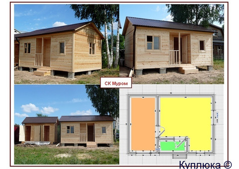 Каркасный дачный дом 6х6 м.